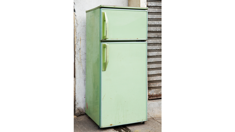 A picture of a green refrigerator