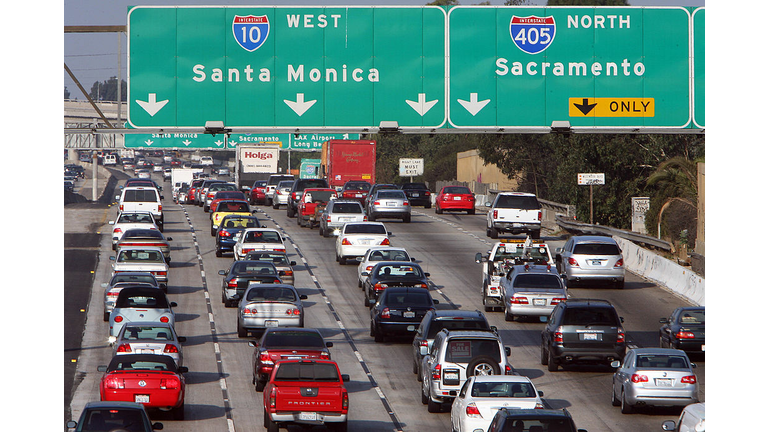 Cars congest the 10 Highway in Los Angel