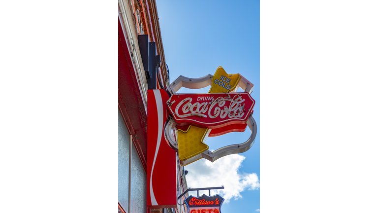 old Coca Cola sign at a restaurant at historic Route 66