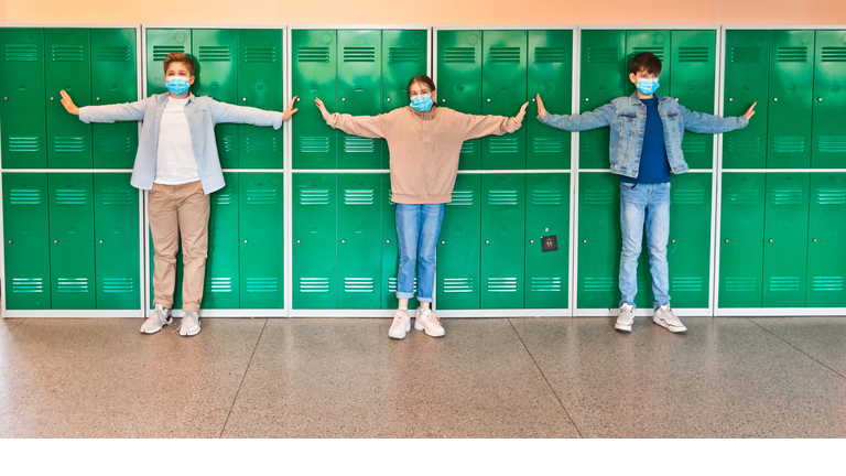 High school students wearing N95 Face masks at school