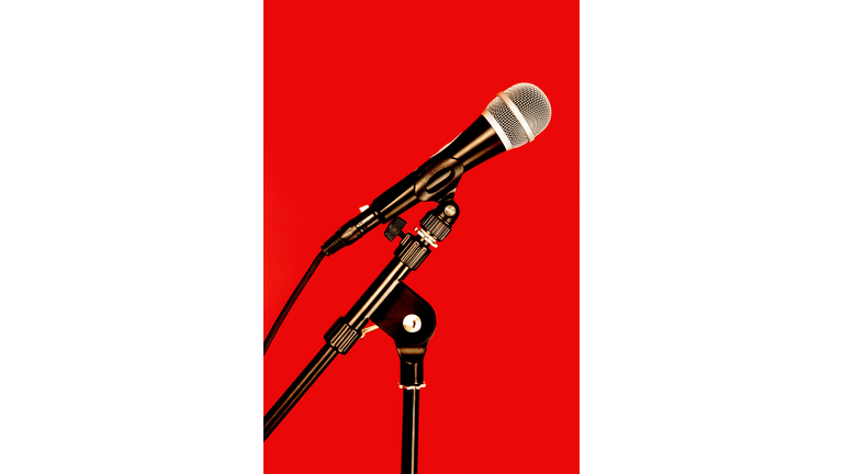 Microphone red backdrop