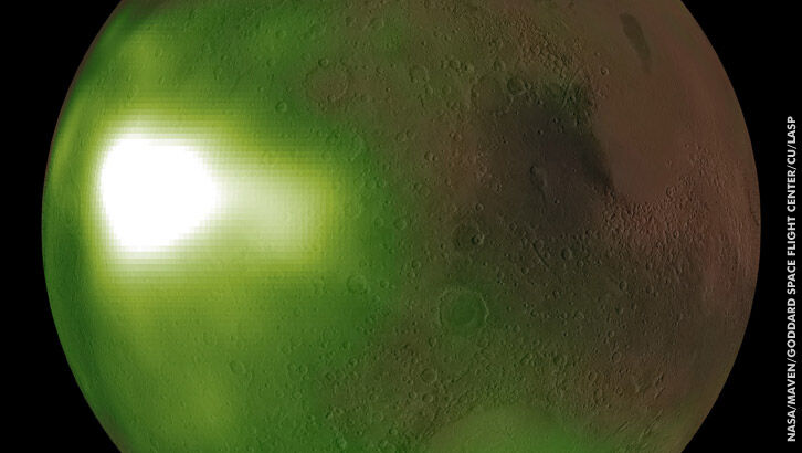 Red Planet 'Glows Green'