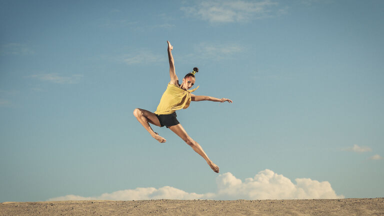 Attractive young female gymnast