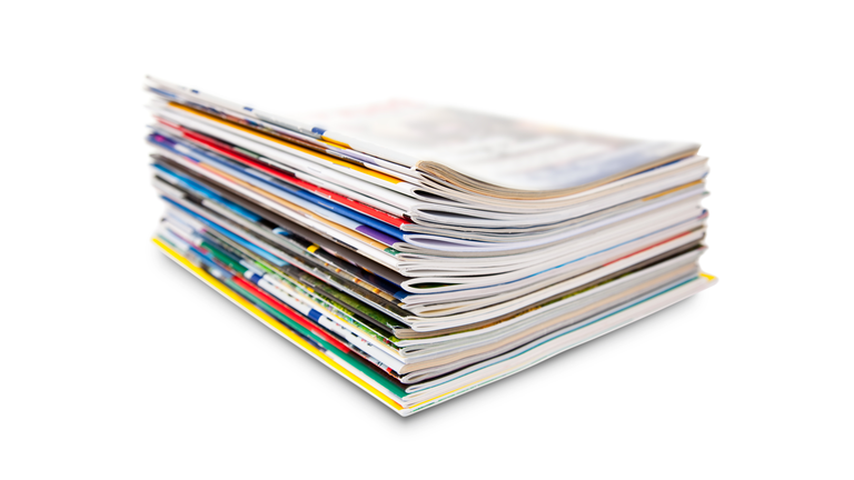 stack of color magazine