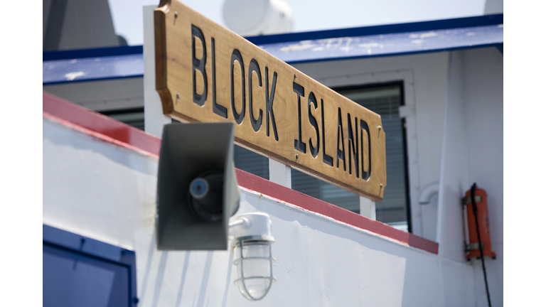 Sign on the ferry boat to Block Island, RI.