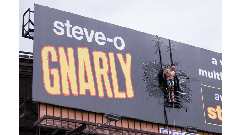Steve-O Duct-Tapes Himself To Billboard In Promotion Of His New Special "Gnarly"