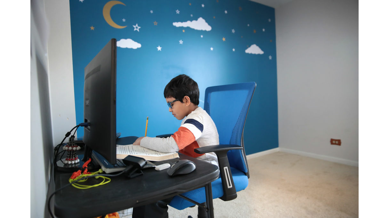 School Children Take Part In Remote Learning During Coronavirus Pandemic