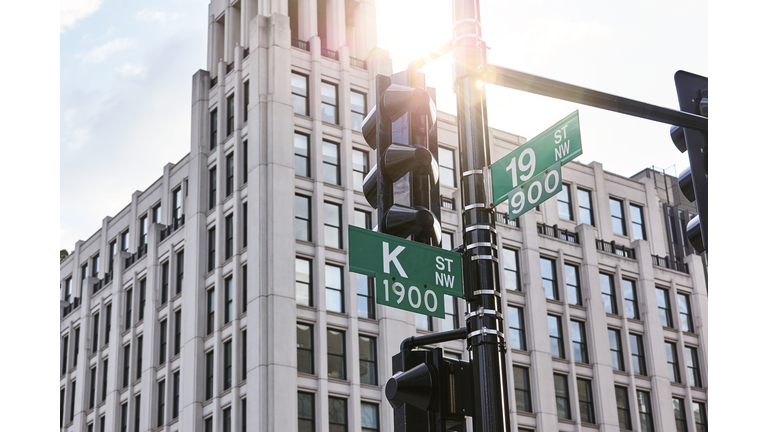 Sign for Famous K Street in Washington DC, home of the lobbyists.