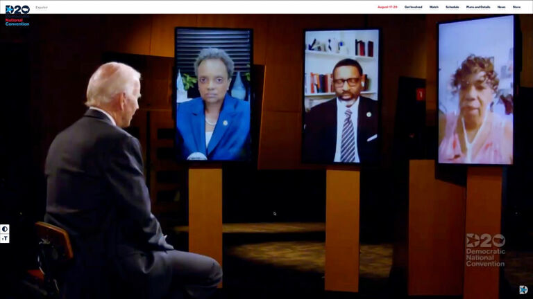 Democrats Hold Unprecedented Virtual Convention From Milwaukee. Here Joe Biden has a weird meeting with Lori Lightfoot, Derrick Johnson and Gwen Carr