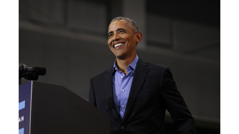 Former President Obama And Former Attorney General Eric Holder Campaigns With Michigan Democrats