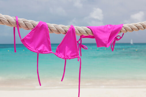 Mexico, Quintana Roo, Yucatan Peninsula, Cancun, Pink bikini drying on rope