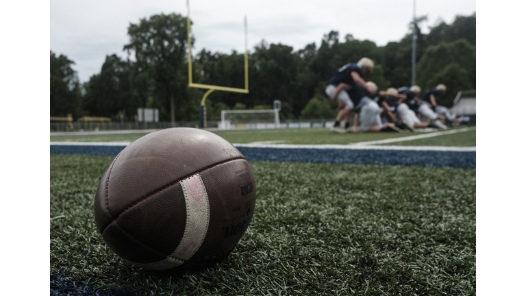A Ohio High School Football Team Practices As Districts Decide What To Allow In The Fall
