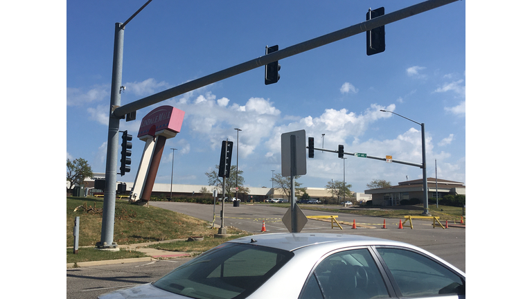 Derecho storm sign damage Cedar Rapids, Iowa August 10, 2020