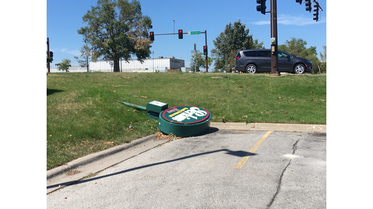 Derecho storm sign damage Cedar Rapids, Iowa August 10, 2020