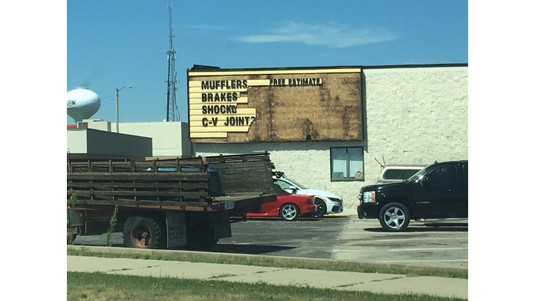 Derecho storm sign damage Cedar Rapids, Iowa August 10, 2020