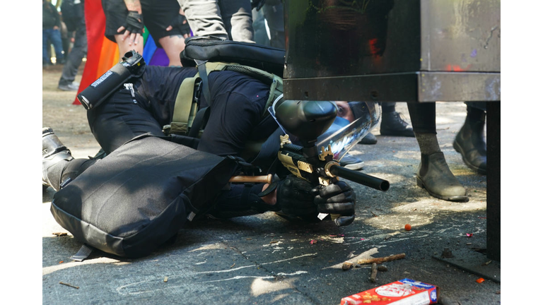 Right Wing Groups Clash With Portland Anti-Police Protesters