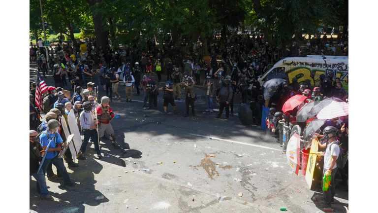Right Wing Groups Clash With Portland Anti-Police Protesters