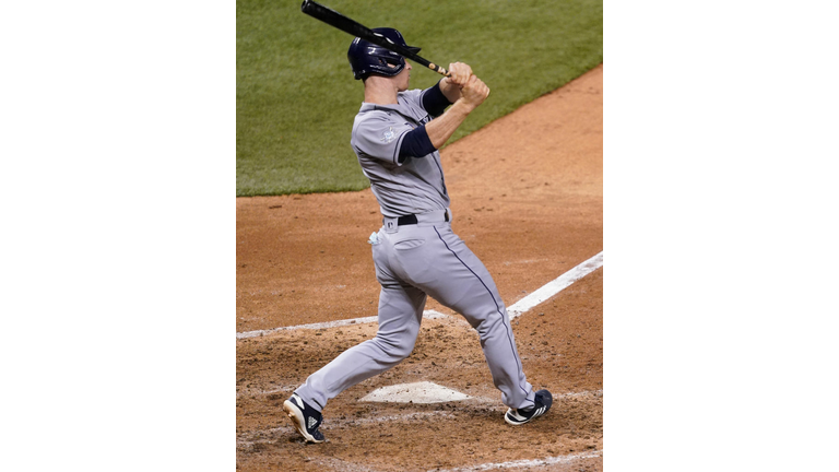 Joey Wendle strokes a two-run double in the 8th, extending the Rays' lead to 4-0 over the Marlins