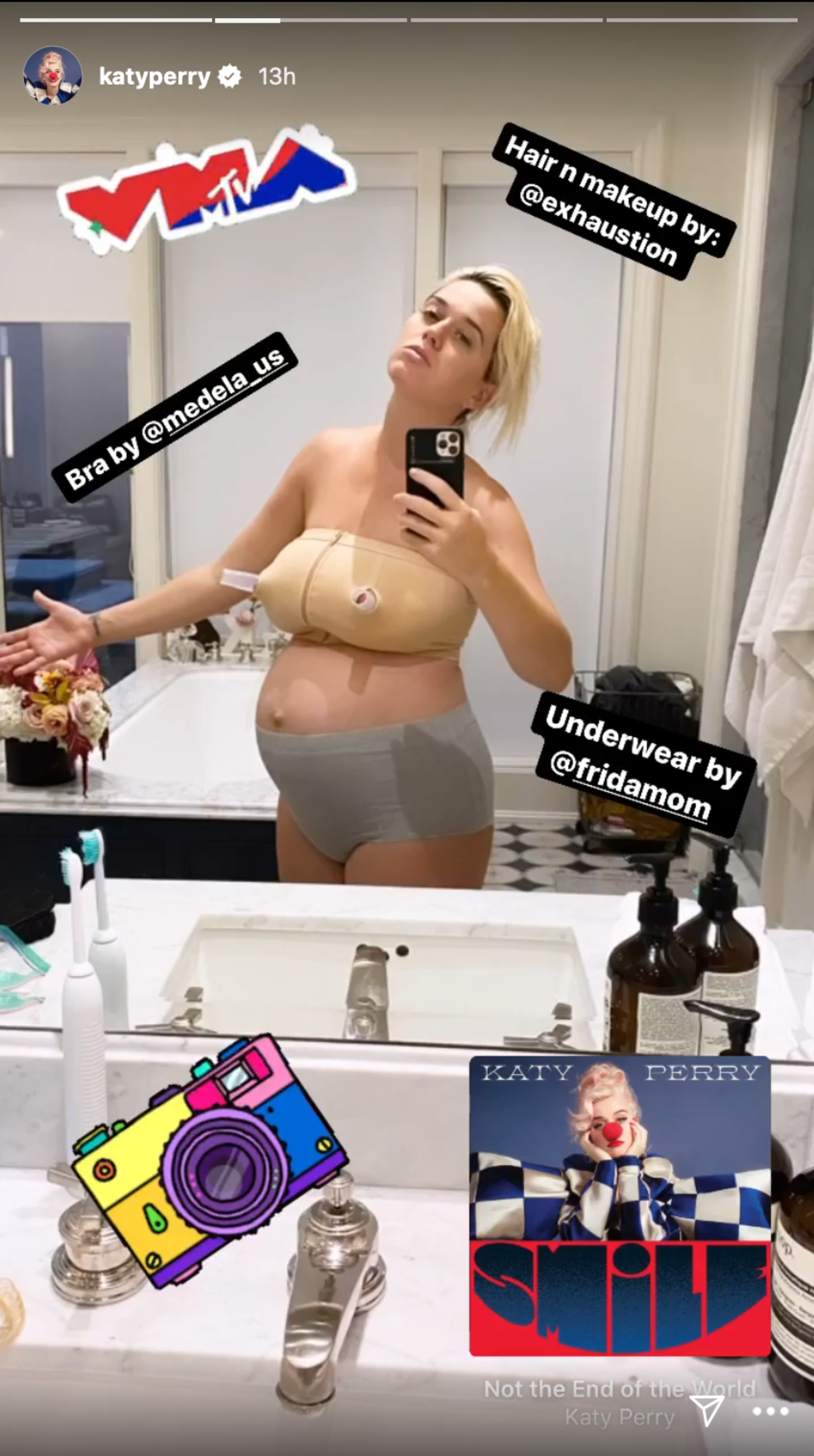 Katy Perry Wears Bra & Underwear In First Selfie Since Giving Birth
