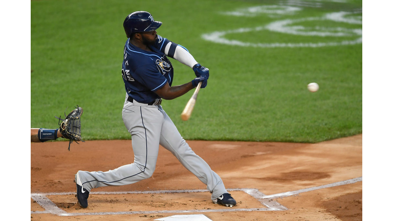 Randy Arozarena connects on his first-inning homer that gave the Rays a 2-0 lead just two batters in