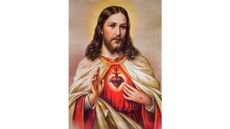 Sebechleby - Typical catholic image of Jesus Christ heart