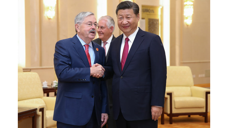 US Ambassador Terry Branstad shakes hands with Chinese President Xi Jinping