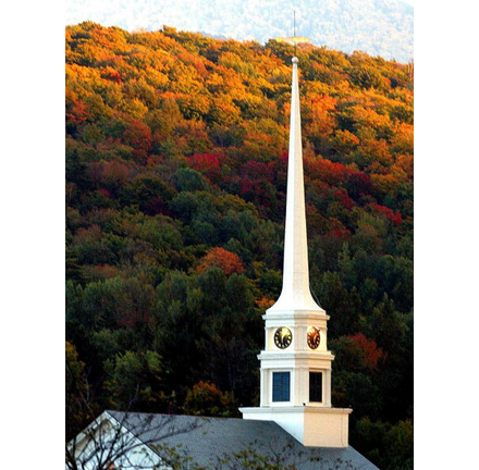 A church steeple in Stowe, Vermont