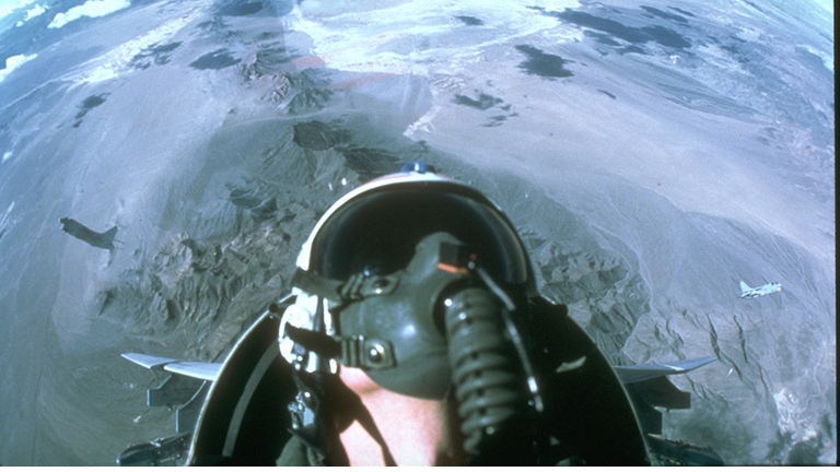 Pilot in Cockpit of A-7 Corsair II Aircraft