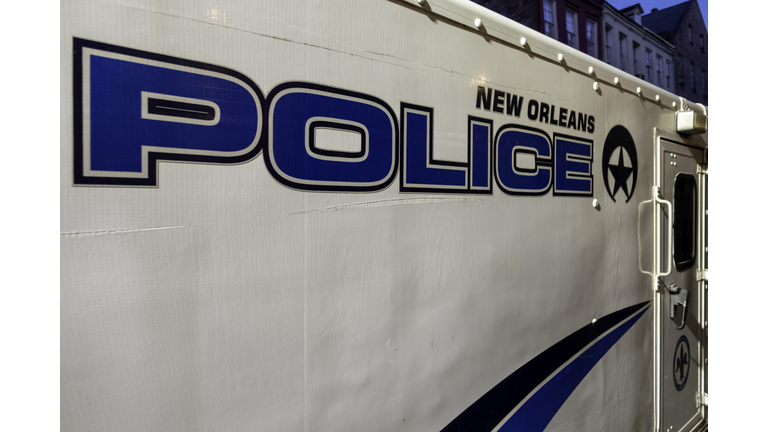 Closeup view of the New Orleans Police Force sign, insignia and emblem