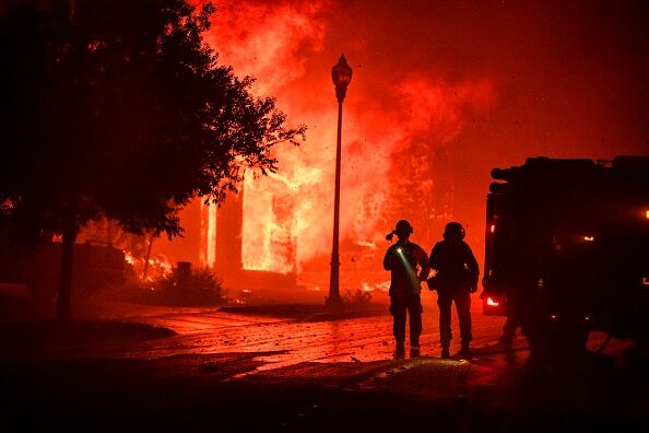A home bursts into flames from the Shady Fire as it approaches Santa Rosa, California on September 28, 2020.