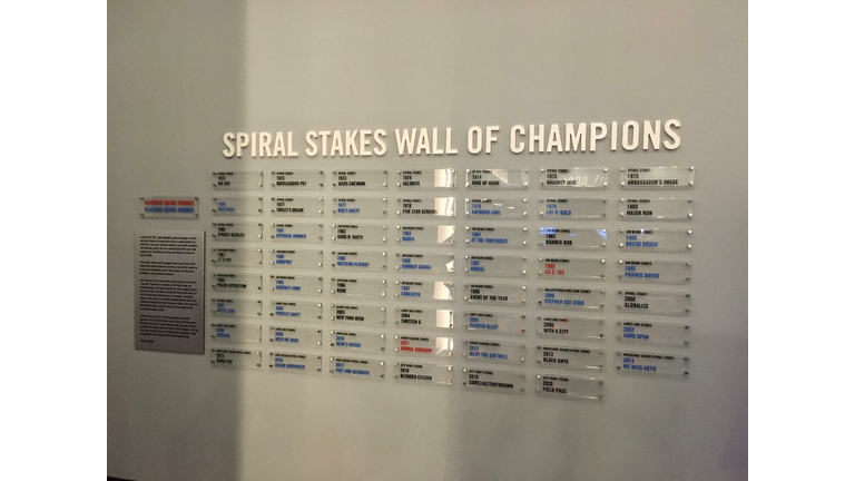 The Newport center also has a wall honoring the past winners of Turfway and Latonia Race Course biggest race and John Battaglia the General Manager who launched the Spiral Stakes  in 1972.