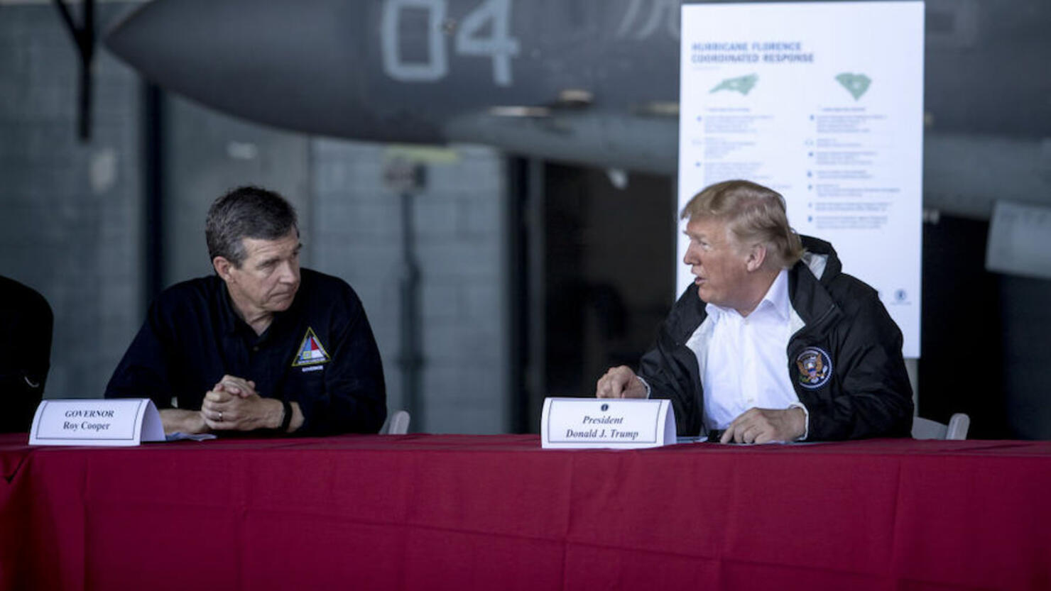 President Trump Attends Briefing For Aftermath Of Hurricane Florence
