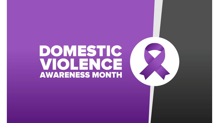 Domestic Violence Awareness Month in October. Celebrate annual in United States. Awareness purple ribbon. Day of Unity. Prevention campaign. Stop women abuse. Poster, banner and background. Vector