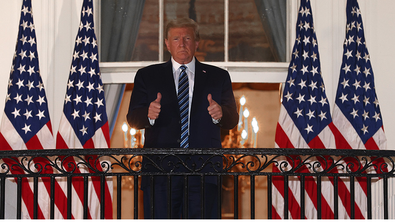 President Trump Arrives Back At White House After Stay At Walter Reed Medical Center For Covid
