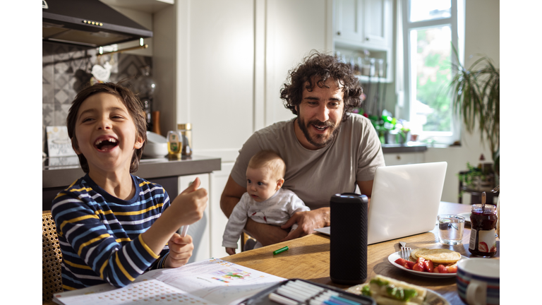 Family using a Smart Speaker