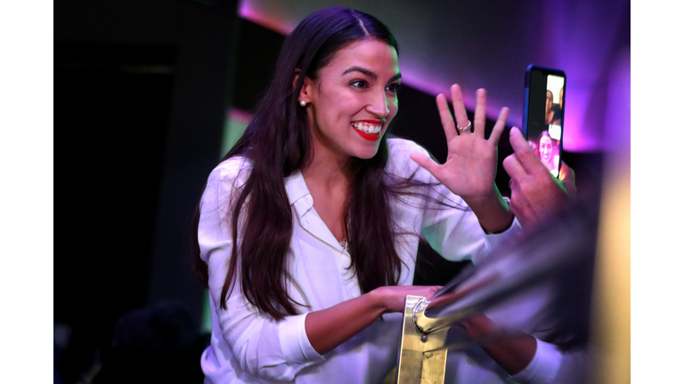 Democratic Congressional Candidate In New York Alexandria Ocasio-Cortez Attends Election Night Party