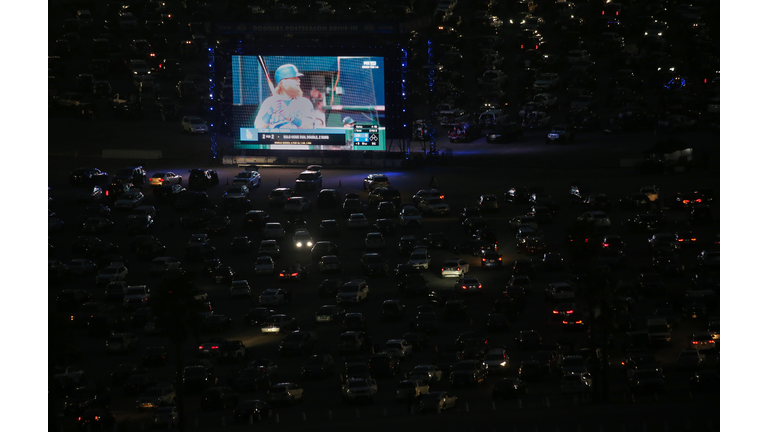 Baseball Fans Watch The World Series Outside Dodgers Stadium