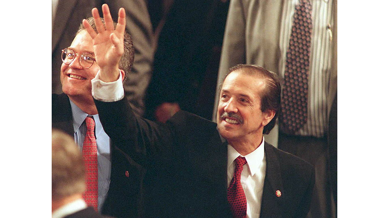 Freshman congressman Sonny Bono, R-CA, waves to th