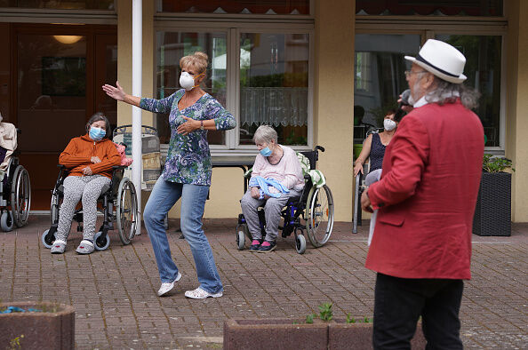Singer Performs At Nursing Home During The Coronavirus Crisis