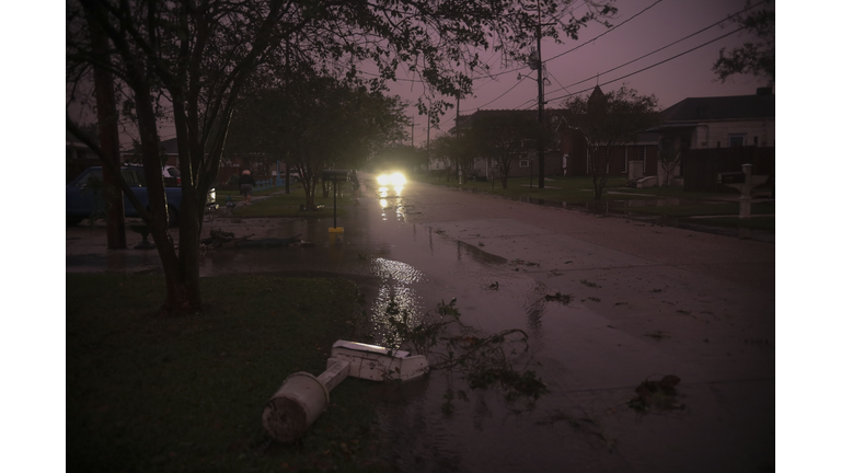 Debris on the streets is seen while Hurricane Zeta passes over on October 28, 2020 in Arabi. (Photo by Sandy Huffaker/Getty Images)