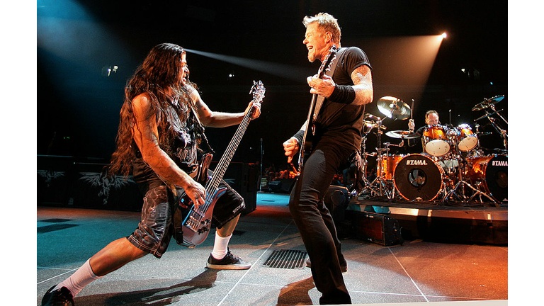 Robert Trujillo (L) bass player and Jame