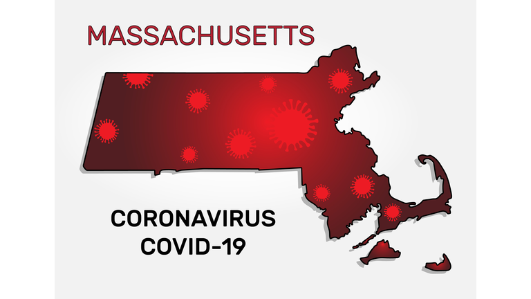 Map of Massachusetts state and coronavirus infection