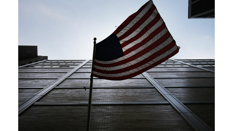 American flag on Wall Street