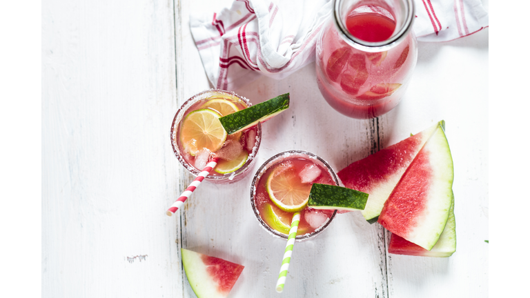 Glasses of Melon Margarita with watermelon juice