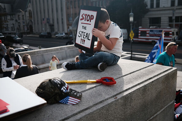 Trump Supporters Hold "Stop The Steal" Protest At Pennsylvania State Capitol