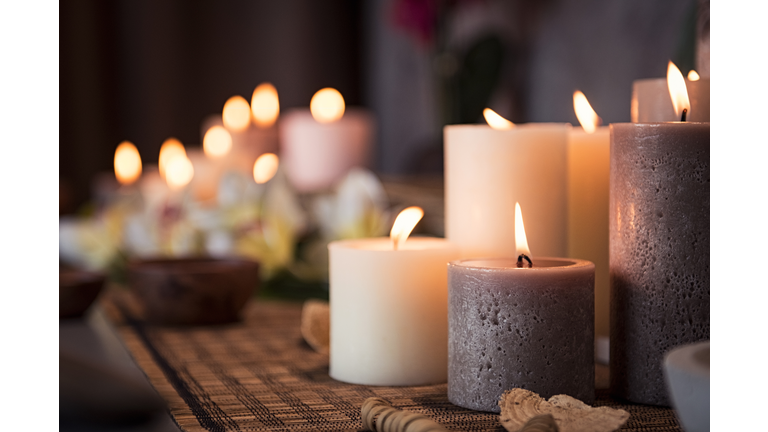 Spa setting with aromatic candles