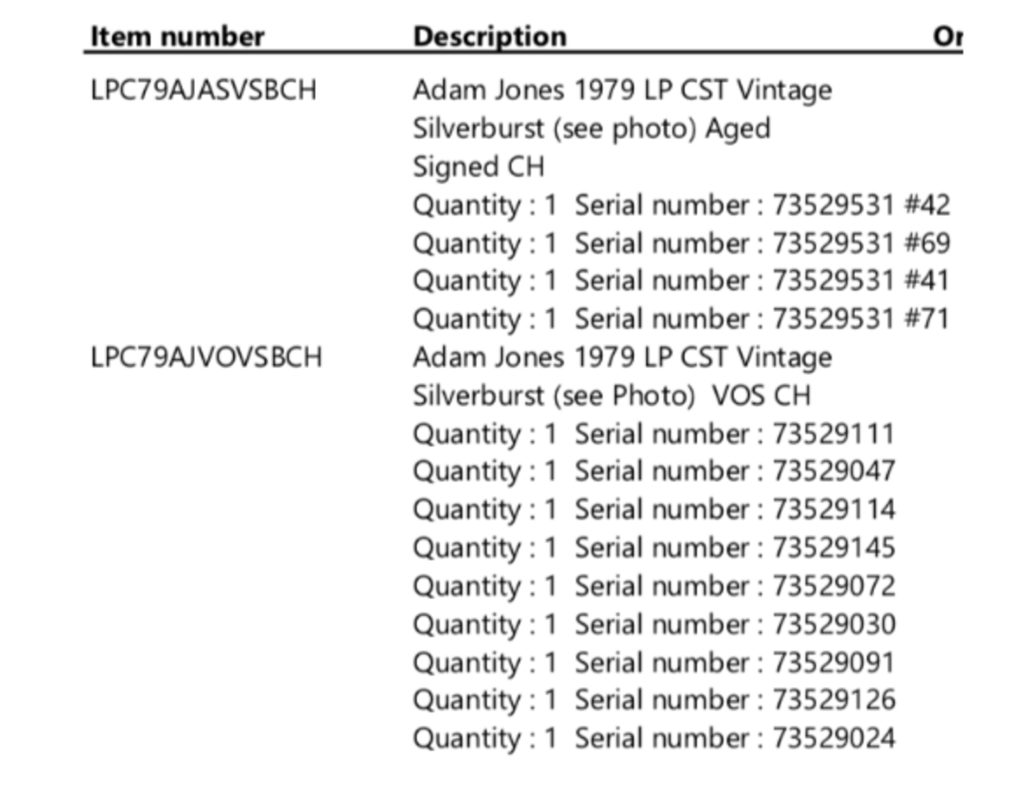 Serial Numbers For Stolen Gibsons