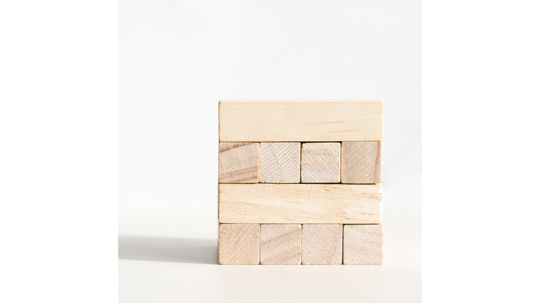 Wood blocks cube front view