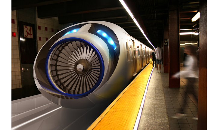 Real Hyperloop Train Station and Passengers