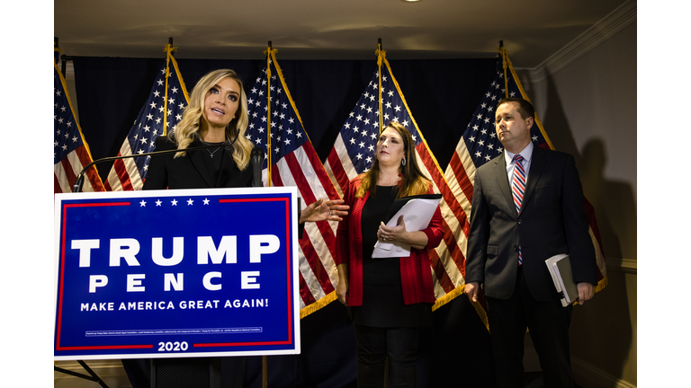 White House Press Secretary Kayleigh McEnany And RNC Chairwoman Ronna McDaniel Hold News Conference At RNC HQ